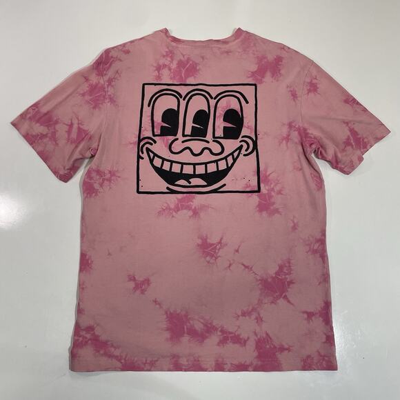 Keith Haring Pink Tye-dye T Shirt Relaxed Fit Coupe Decontractee H&M Sz Small - Picture 3 of 3